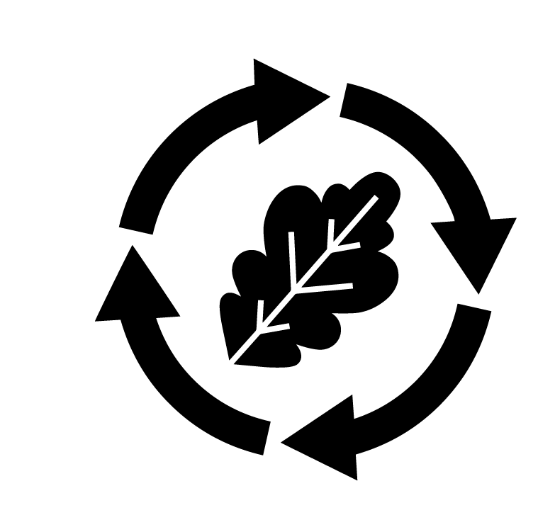 environmental logo with leaf and circular arrows